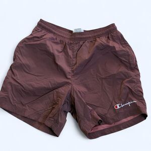 Champion Nylon Athletic Shorts Mens Large Mauve Maroon Mesh Lined Drawstring